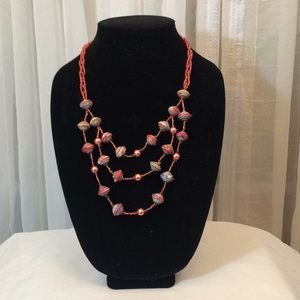 Artisan Orange 3 Layer Beaded Multi Color
